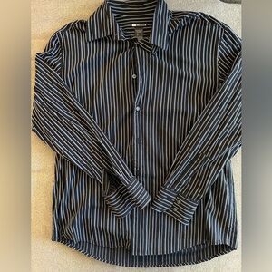 Claiborne Men’s Dress Shirt Black with white pin stripes
